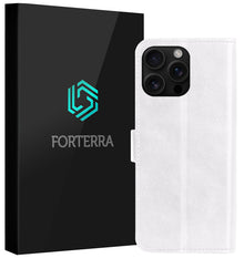 Forterra iPhone 16 Pro Max Hoesje Bookcase Cover met Kaarthouder - Wit