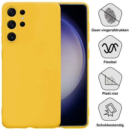 Forterra Samsung S23 Ultra Hoesje Siliconen Backcover Lichtgewicht - Geel