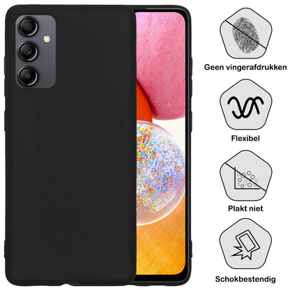 Forterra Samsung A14 Hoesje Siliconen Backcover Lichtgewicht - Zwart