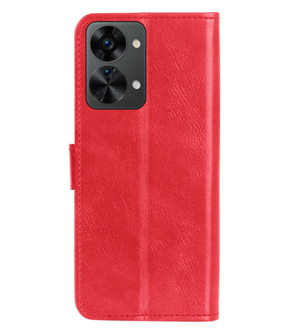 Forterra OnePlus Nord 2T Hoesje Bookcase Cover met Kaarthouder - Rood