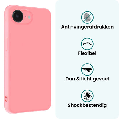 Forterra iPhone 17e Hoesje Siliconen Backcover Lichtgewicht - Lichtroze