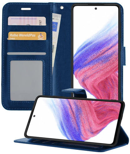 Forterra Samsung A53 Hoesje Bookcase Cover met Kaarthouder - Donkerblauw