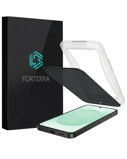 Forterra Privacy Screenprotector Geschikt voor Samsung Galaxy S25 - Met Installatie Kit - Privacy - Beschermglas - Flexibel Glas - Tempered Glass - Screen Protector