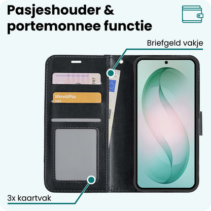 Forterra Samsung S26 Hoesje Bookcase Cover met Kaarthouder - Zwart