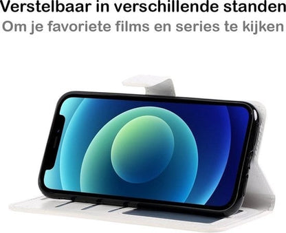 Forterra iPhone 12 Hoesje Bookcase Cover met Kaarthouder - Wit
