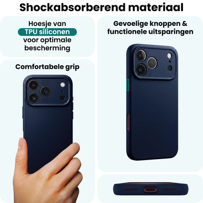 Forterra iPhone 18 Pro Hoesje Siliconen Backcover Lichtgewicht - Donkerblauw