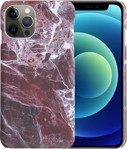 Forterra iPhone 12 Pro Max Hoesje Marmer Hard Case Cover - Rood