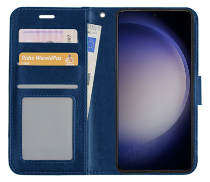 Forterra Samsung S23 Ultra Hoesje Bookcase Cover met Kaarthouder - Donkerblauw
