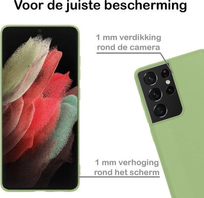 Forterra Samsung S21 Ultra Hoesje Siliconen Backcover Lichtgewicht - Groen