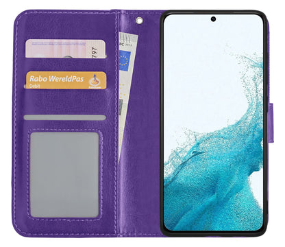 Forterra Samsung S22 Ultra Hoesje Bookcase Cover met Kaarthouder - Paars