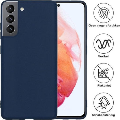 Forterra Samsung S21 Hoesje Siliconen Backcover Lichtgewicht - Donkerblauw