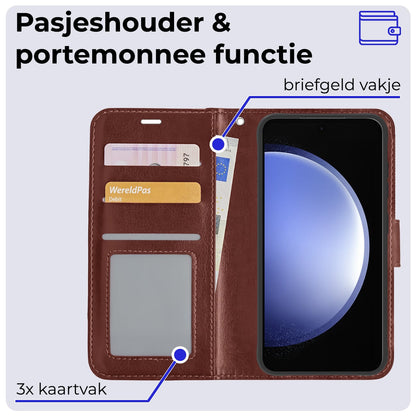 Forterra Samsung S23 FE Hoesje Bookcase Cover met Kaarthouder - Bruin