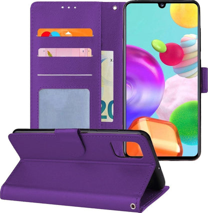 Forterra Samsung A41 Hoesje Bookcase Cover met Kaarthouder - Paars