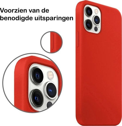 Forterra iPhone 12 Pro Hoesje Siliconen Backcover Lichtgewicht - Rood