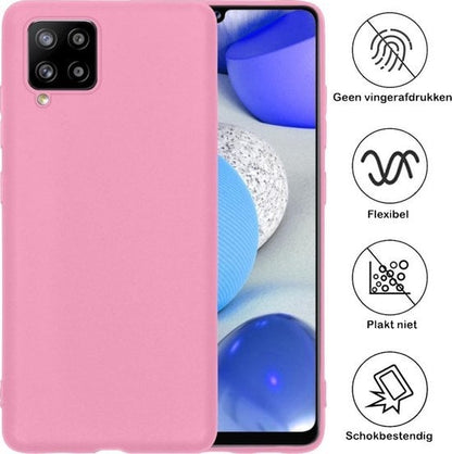 Forterra Samsung A42 Hoesje Siliconen Backcover Lichtgewicht - Lichtroze