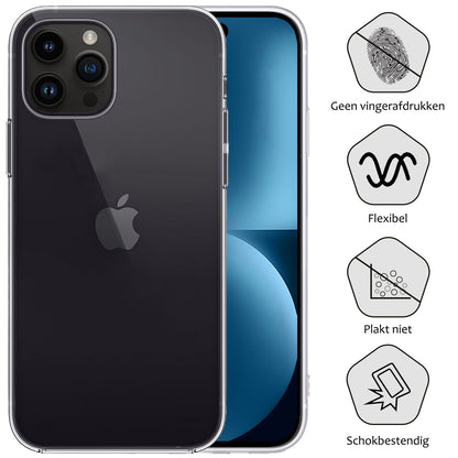 Forterra iPhone 15 Pro Max Hoesje Siliconen Backcover Lichtgewicht - Transparant