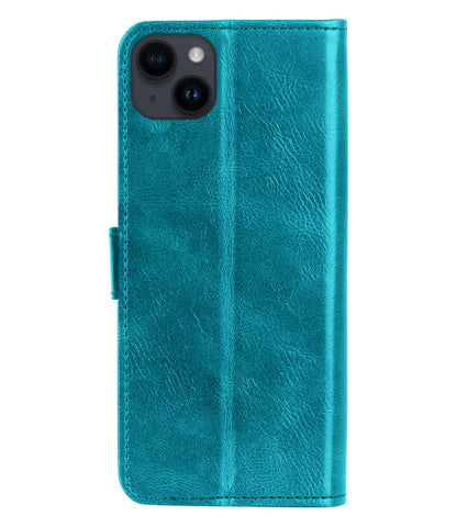 Forterra iPhone 15 Hoesje Bookcase Cover met Kaarthouder - Turquoise