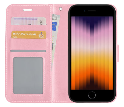 Forterra iPhone SE 2022 Hoesje Bookcase Cover met Kaarthouder - Lichtroze