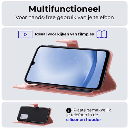 Forterra Samsung A25 Hoesje Bookcase Cover met Kaarthouder - Rosé goud
