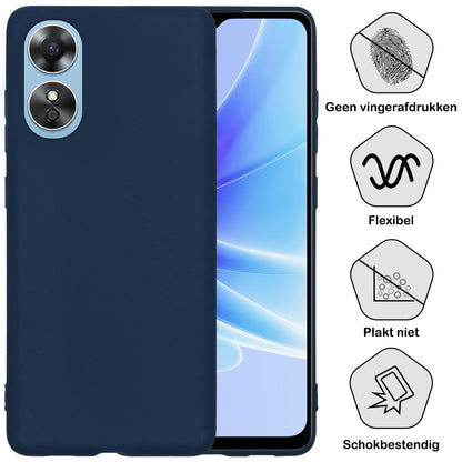 Forterra OPPO A17 Hoesje Siliconen Backcover Lichtgewicht - Donkerblauw
