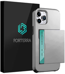Forterra iPhone 16 Pro Hoesje Kaarthouder Hard Case Shockproof - Grijs