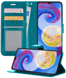 Forterra Samsung A04s Hoesje Bookcase Cover met Kaarthouder - Turquoise