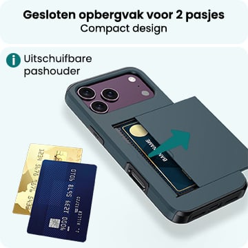 Forterra iPhone 18 Pro Max Hoesje Kaarthouder Hard Case Shockproof - Donkerblauw