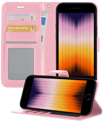 Forterra iPhone SE 2022 Hoesje Bookcase Cover met Kaarthouder - Lichtroze