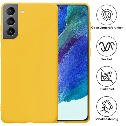 Forterra Samsung S21 FE Hoesje Siliconen Backcover Lichtgewicht - Geel