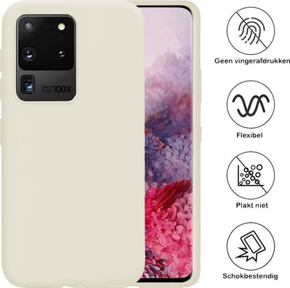 Forterra Samsung S20 Ultra Hoesje Siliconen Backcover Lichtgewicht - Wit