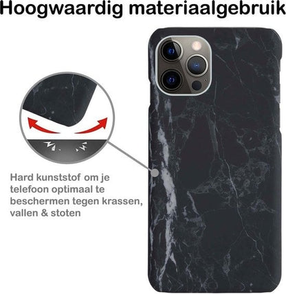 Forterra iPhone 12 Pro Hoesje Marmer Hard Case Cover - Zwart