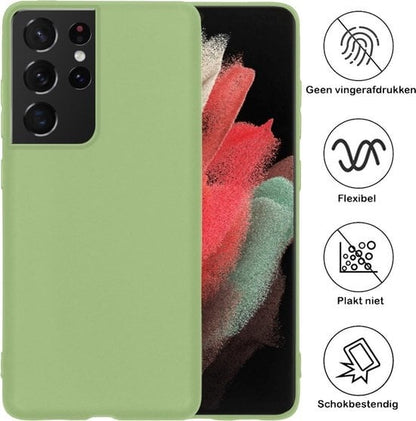 Forterra Samsung S21 Ultra Hoesje Siliconen Backcover Lichtgewicht - Groen
