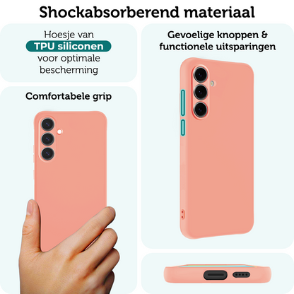 Forterra Samsung S24 FE Hoesje Siliconen Backcover Lichtgewicht - Perzik