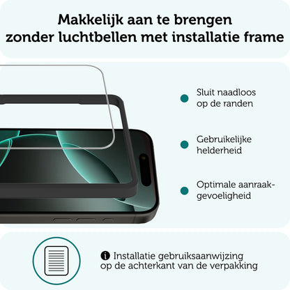Forterra iPhone 16 Pro Max Screenprotector Gehard Glas met Installatieframe