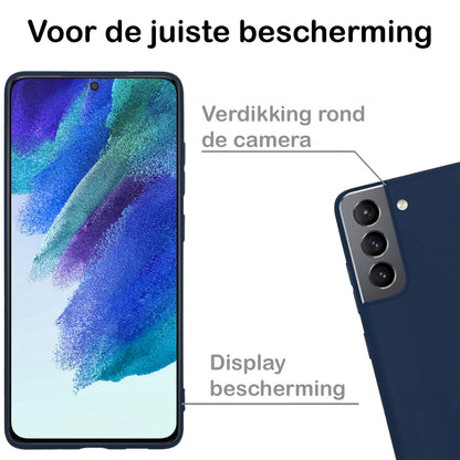 Forterra Samsung S21 FE Hoesje Siliconen Backcover Lichtgewicht - Donkerblauw