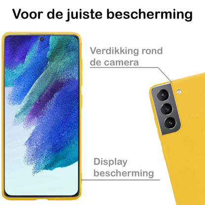 Forterra Samsung S21 FE Hoesje Siliconen Backcover Lichtgewicht - Geel