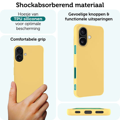 Forterra iPhone 16 Plus Hoesje Siliconen Backcover Lichtgewicht - Geel