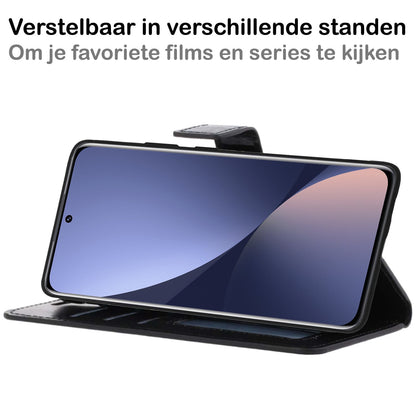 Forterra Xiaomi 12 Hoesje Bookcase Cover met Kaarthouder - Zwart
