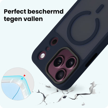 Forterra iPhone 18 Pro Max Hoesje Geschikt voor Magsafe Backcover Shockproof - Donkerblauw