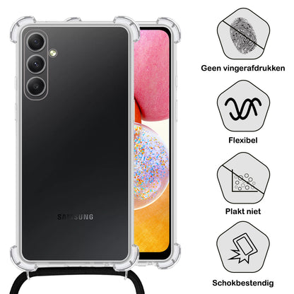 Forterra Samsung A14 Hoesje met Koord Backcover Shockproof - Transparant