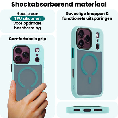 Forterra iPhone 18 Pro Hoesje Geschikt voor Magsafe Backcover Shockproof - Lichtblauw