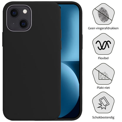 Forterra iPhone 15 Plus Hoesje Siliconen Backcover Lichtgewicht - Zwart