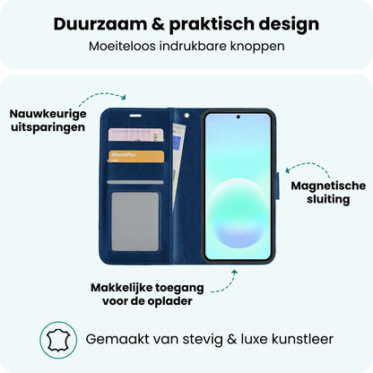 Forterra Samsung A57 Hoesje Bookcase Cover met Kaarthouder - Donkerblauw