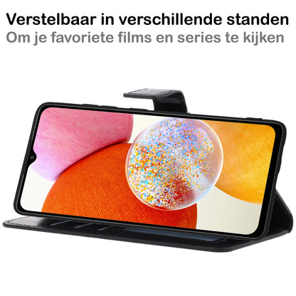 Forterra Samsung A14 Hoesje Bookcase Cover met Kaarthouder - Zwart
