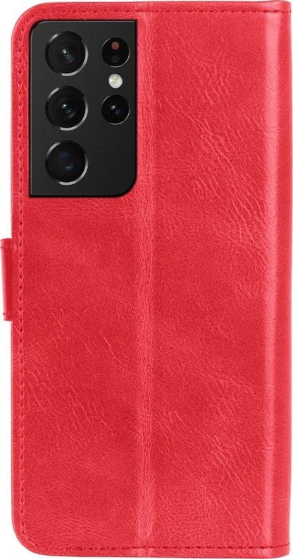 Forterra Samsung S21 Ultra Hoesje Bookcase Cover met Kaarthouder - Rood