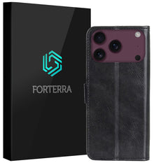 Forterra iPhone 18 Pro Hoesje Bookcase Cover met Kaarthouder - Zwart