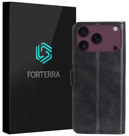 Forterra iPhone 18 Pro Hoesje Bookcase Cover met Kaarthouder - Zwart