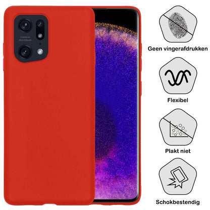 Forterra OPPO Find X5 Hoesje Siliconen Backcover Lichtgewicht - Rood