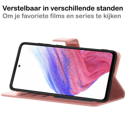 Forterra Samsung A53 Hoesje Bookcase Cover met Kaarthouder - Rosé goud