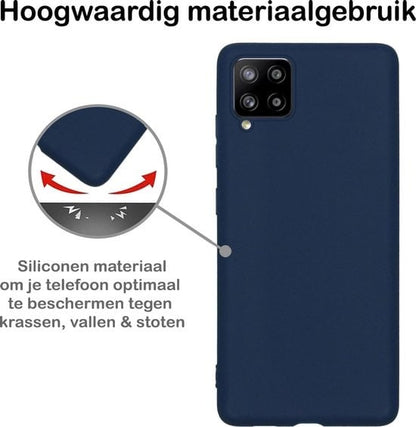 Forterra Samsung A12 Hoesje Siliconen Backcover Lichtgewicht - Donkerblauw